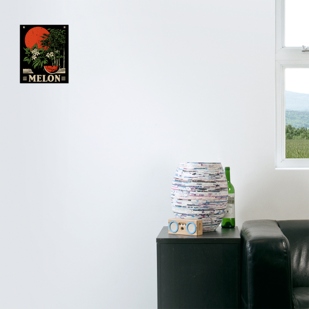 Watermelon Cannabis Garden - Surrealist Botanical Fusion Art by TuncGK